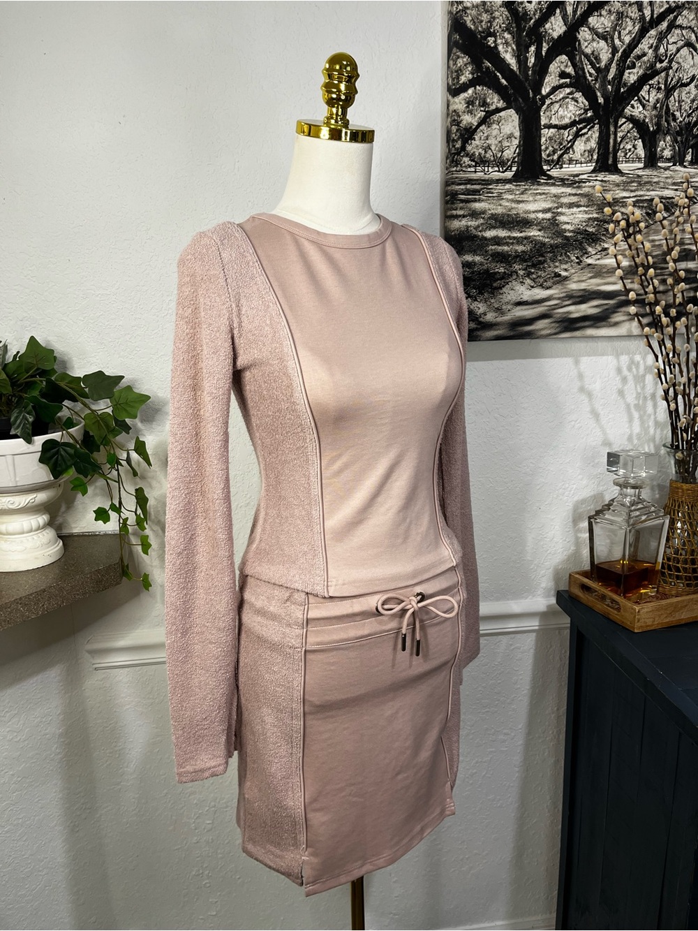 NWT Pale Pink Towelling Panel Top Maniere du Voir UK 10 - Picture 5 of 16